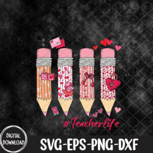 WTMNEW9file 09 105 Teacher Valentines Day Hearts Pencils Teaching, Valentines Day svg, Svg, Eps, Png, Dxf