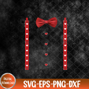 WTMNEW9file 09 138 Valentines Day Red Hearts Bow Tie Suspenders Costume, Valentines Day svg, Hearts Bow svg, Svg, Eps, Png, Dxf