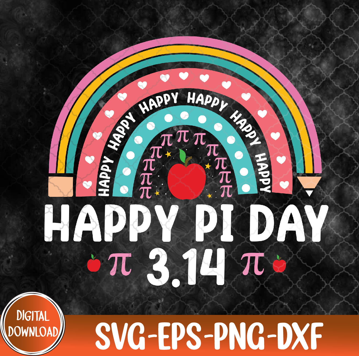 WTMNEW9file 09 207 Happy Pi Day Mathematics Math Teacher Rainbow Girl Women Svg, Eps, Png, Dxf