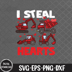 WTMNEW9file 09 43 Kids I Steal Hearts Construction Truck Valentines Day Toddler Boy, Svg, Eps, Png, Dxf
