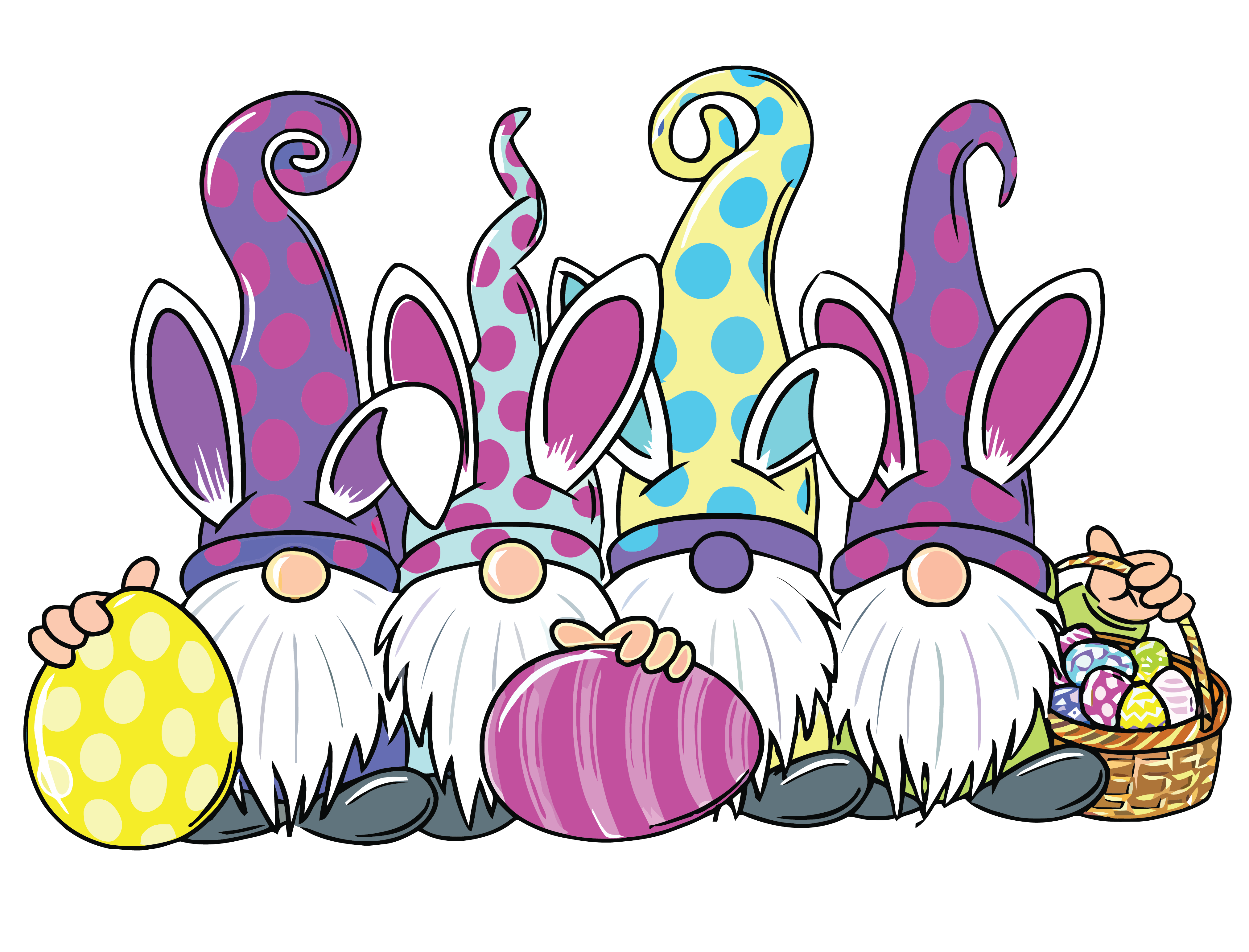 Te4525 Happy Easter Day With Gnomies Svg, Rabbit Bunny Gnome Egg Hunting Svg, Happy Easter Svg, Eps, Png, Dxf