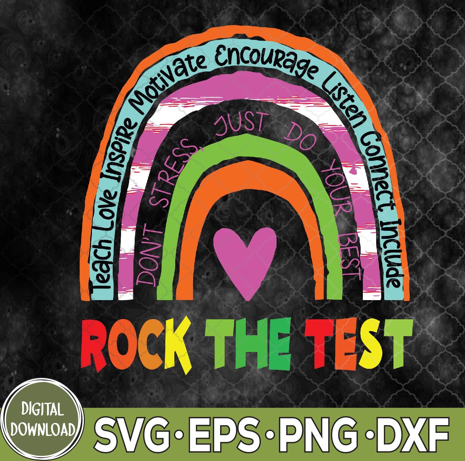 WTMNEW9file 09 135 Test Day Rock The Test Teacher Testing Day Rainbow Teacher svg, Test Day svg, Rainbow svg, Svg, Eps, Png, Dxf