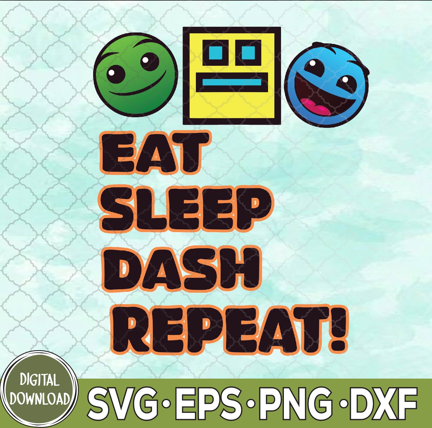 WTMNEW9file 09 142 Eat Sleep Dash Repeat Video Game Geometry Svg, Video Gamer Svg, Png, Digital Download