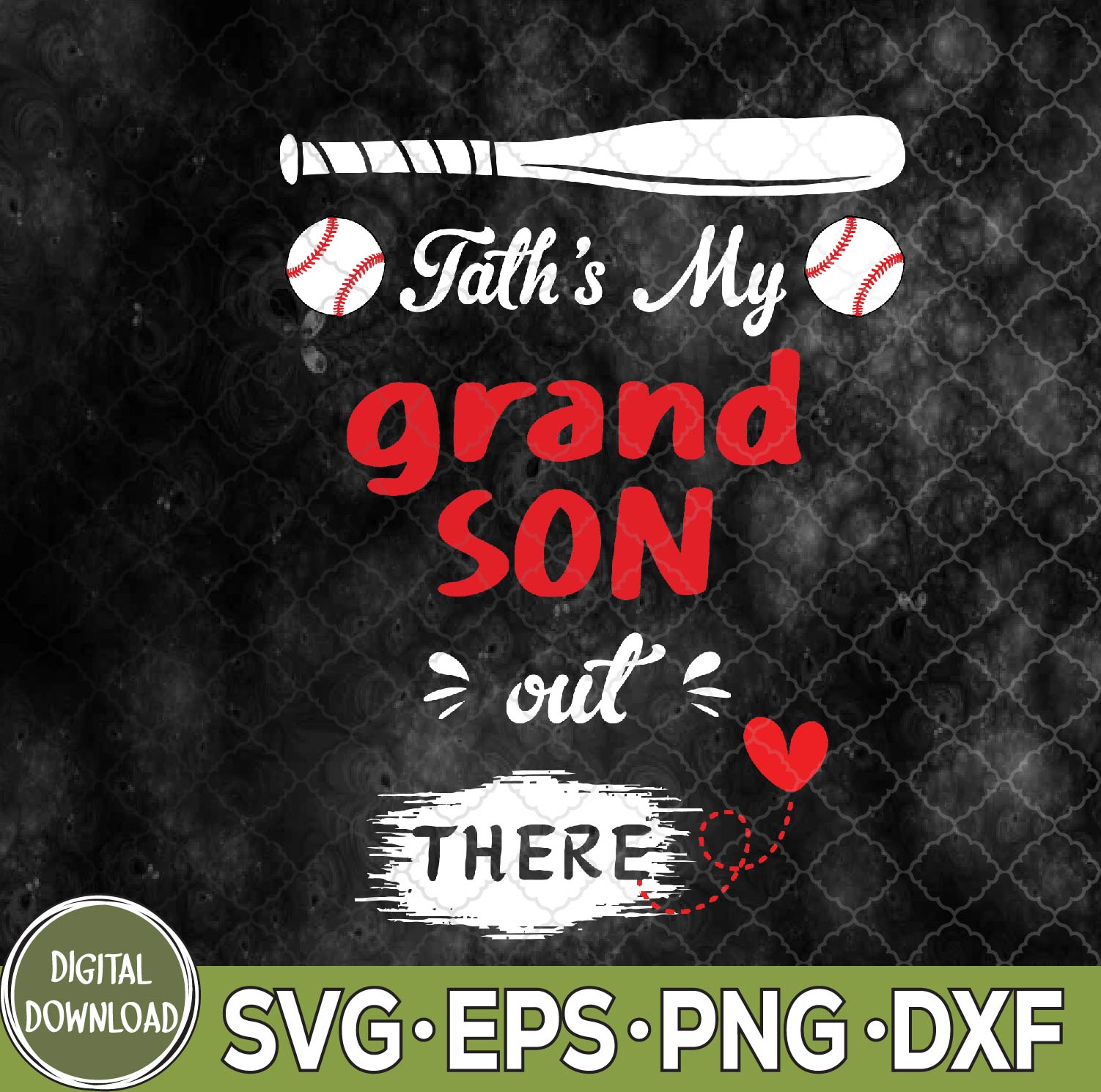 WTMNEW9file 09 173 That's My Grandson Out There, Retro Playing Baseball Grandma Svg, Png, Digital Download