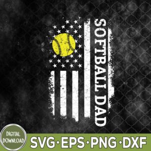 WTMNEW9file 09 177 Softball Dad Us Flag For Dad Men Patriotic Fathers Day Svg, Png, Digital Download