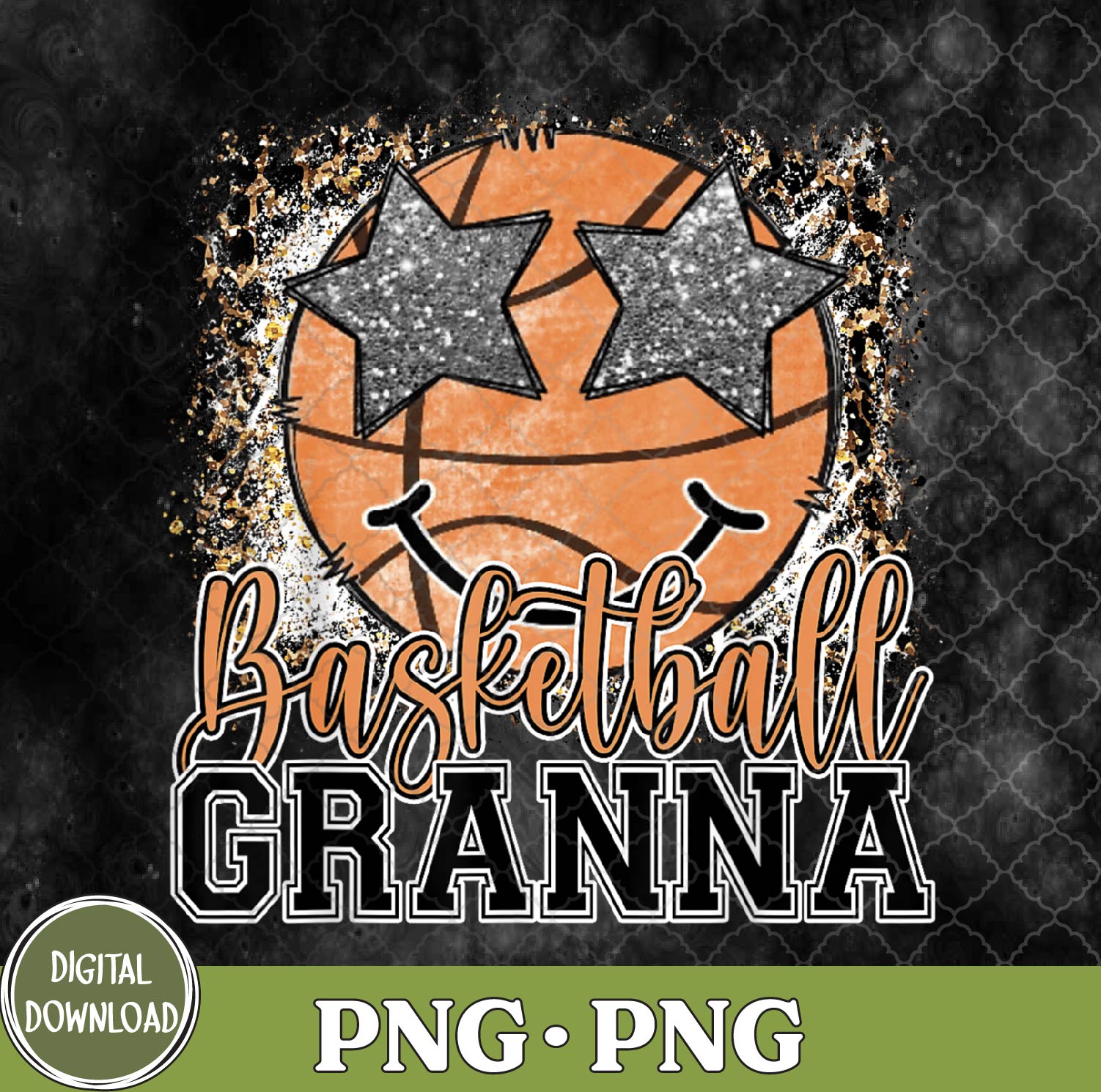 WTMNEW9file 09 190 Basketball Granna Leopard Basketball Lover Family Png, Sublimation Design