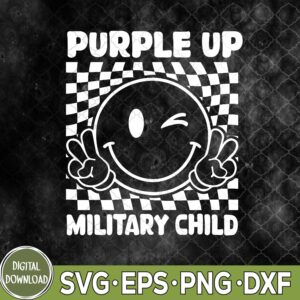 Purple Up For Military Kids Groovy Military Child Month Svg, Png, Digital Download