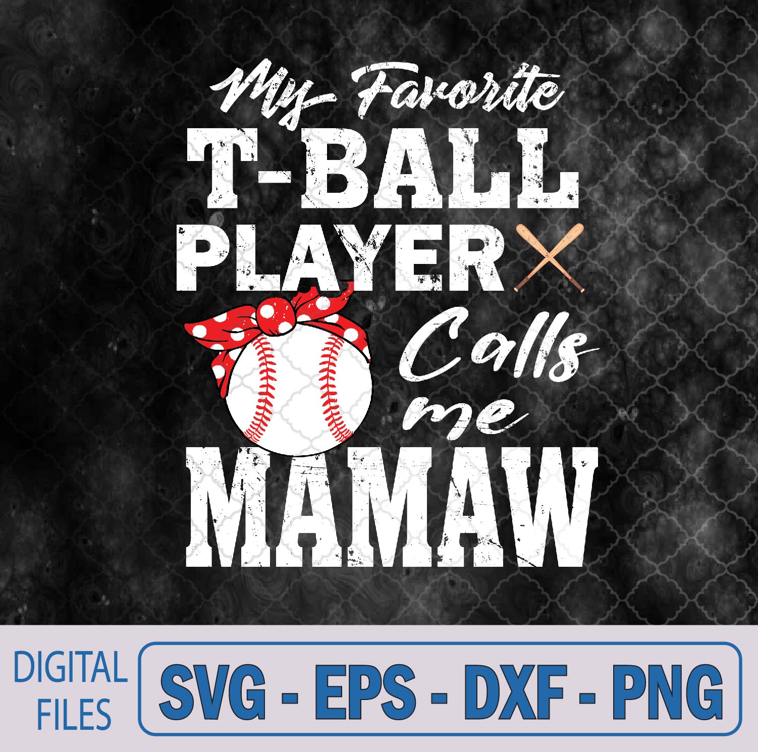 WTMNEW9file 09 267 Womens My Favorite T-Ball Player Calls Me Mamaw V-Neck Svg, Png, Digital Download
