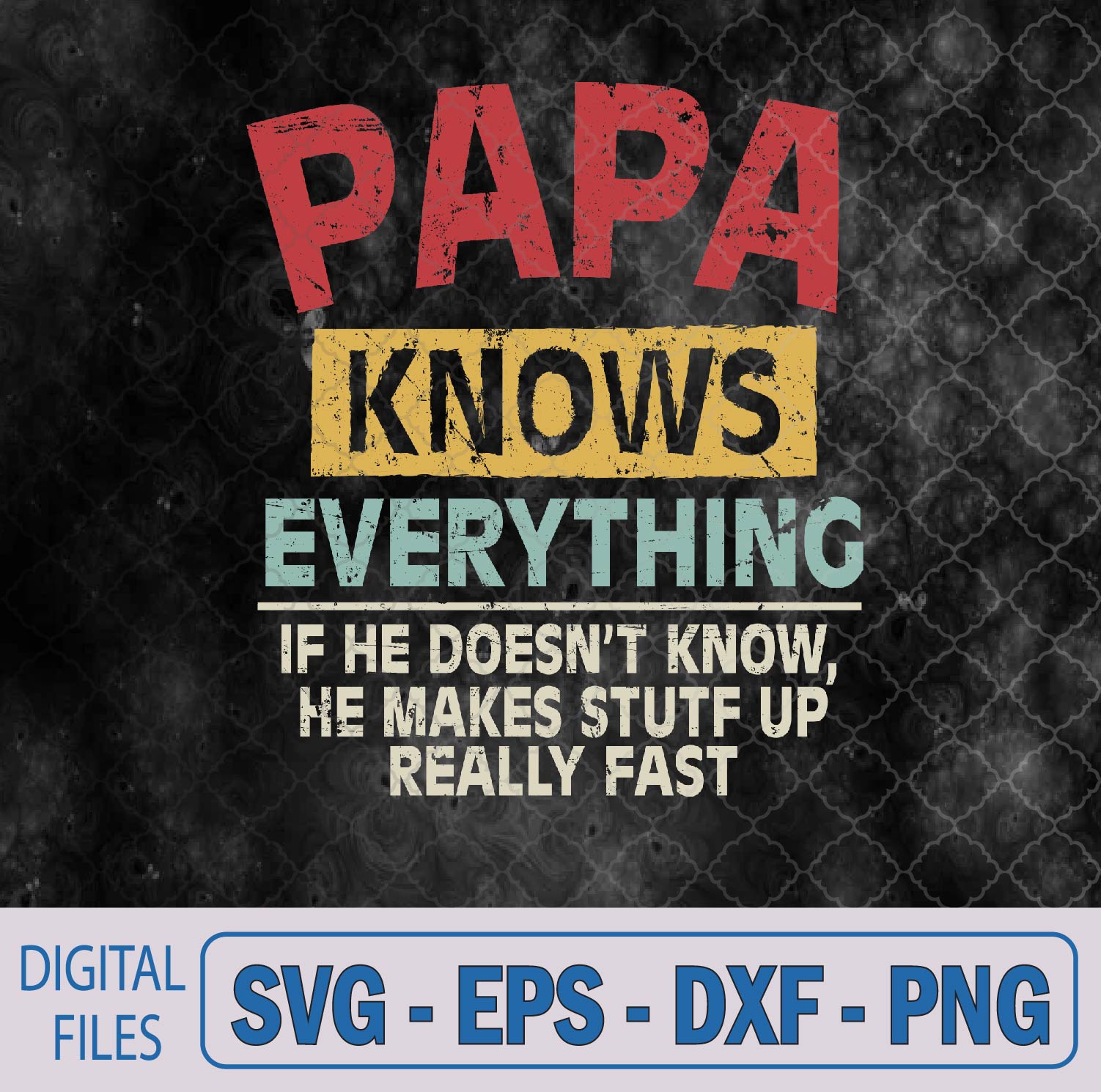 WTMNEW9file 09 283 Papa Knows Everything Funny Father's Day Papa Svg, Png, Digital Download