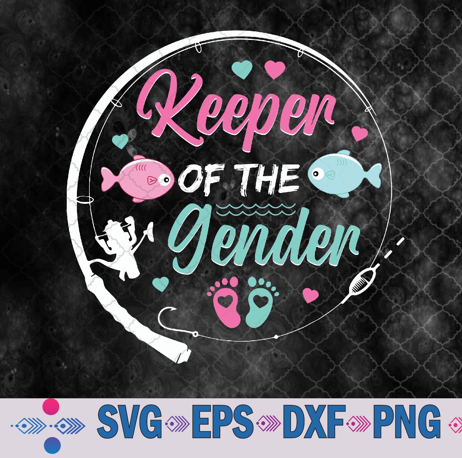 WTMNEW9file 09 314 Keeper Of The Gender Fish Gender Reveal Family Party Svg, Png, Digital Download