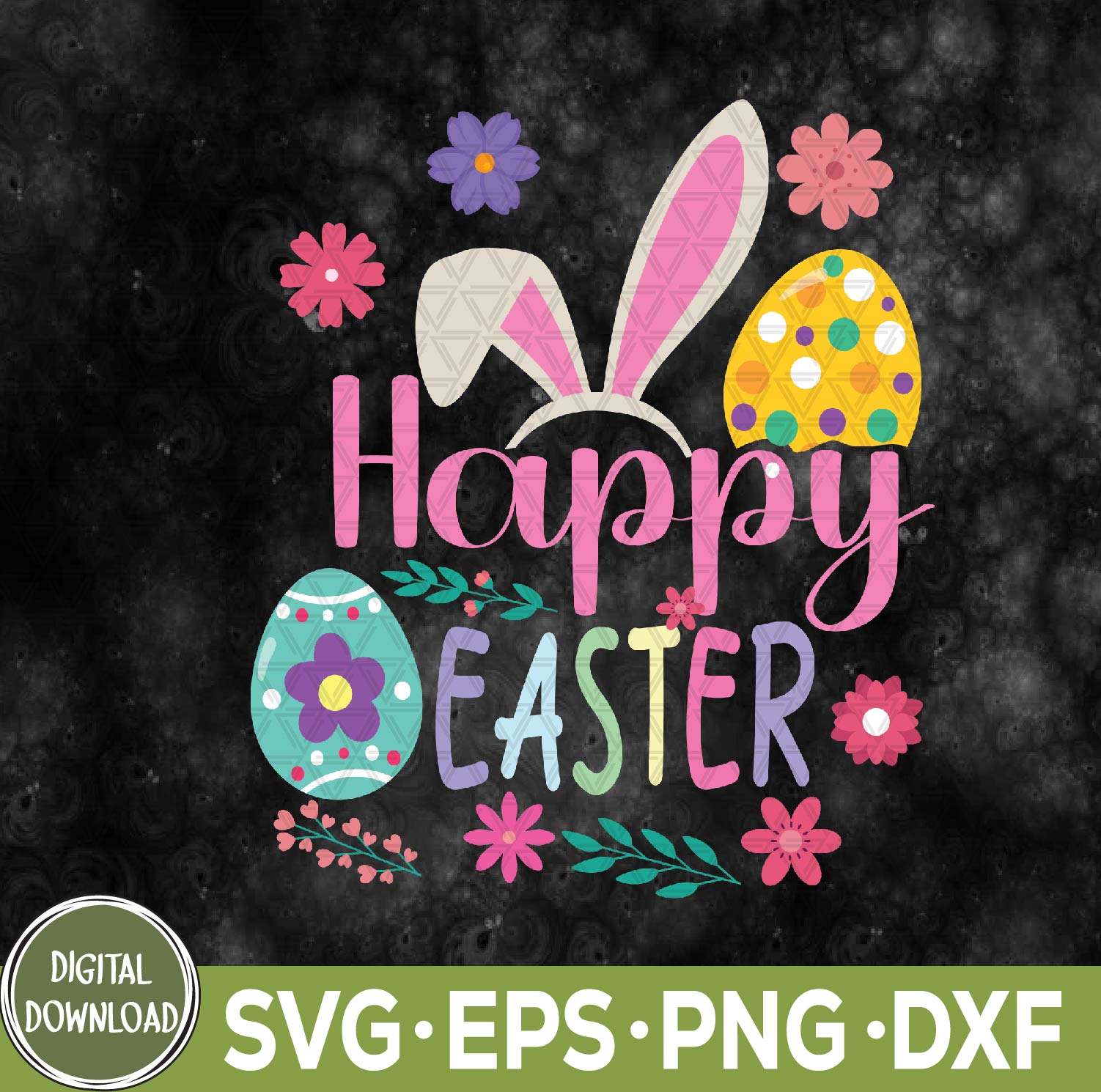 WTMNEW9file 09 38 Happy Easter Bunny Spring Svg, Easter Egg Svg, Easter Svg, Eps, Png, Dxf