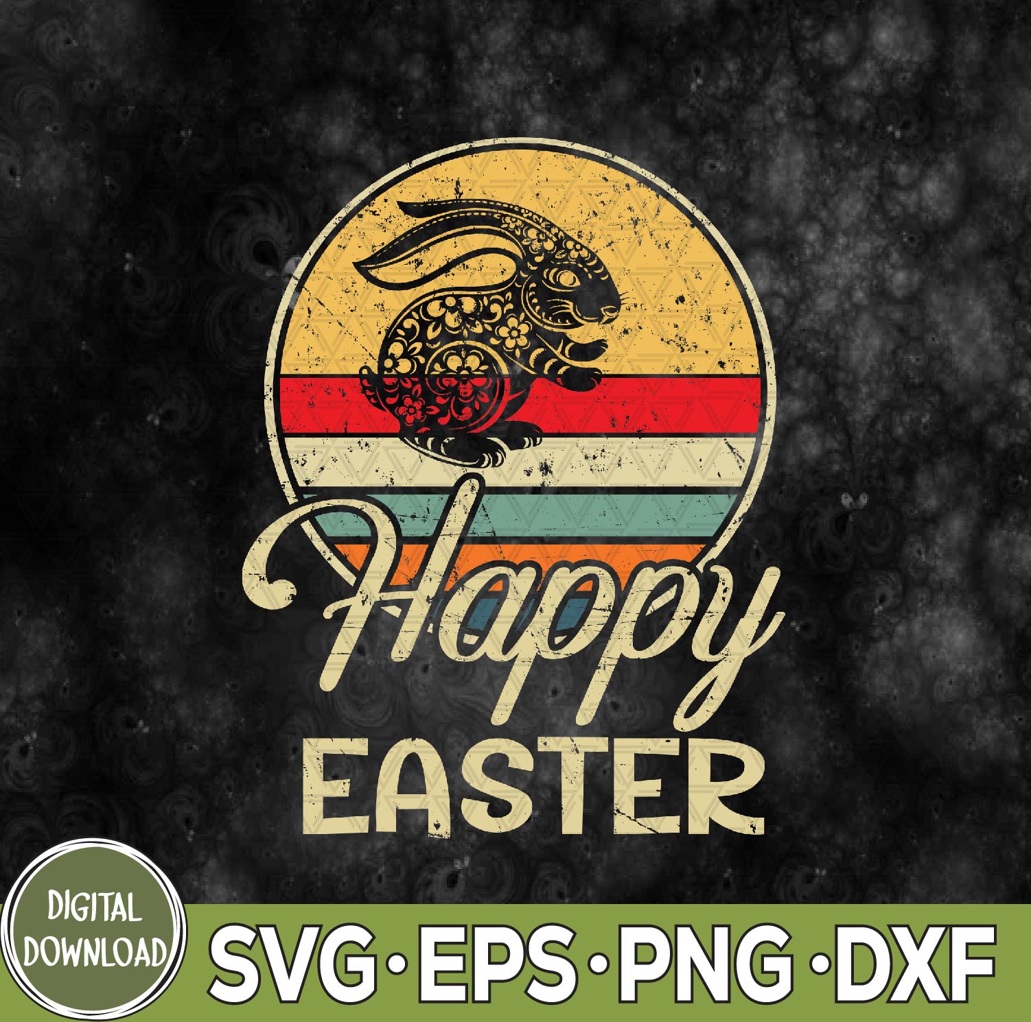 WTMNEW9file 09 64 Happy Easter Bunny Rabbit Kids Retro Svg, Eps, Png, Dxf