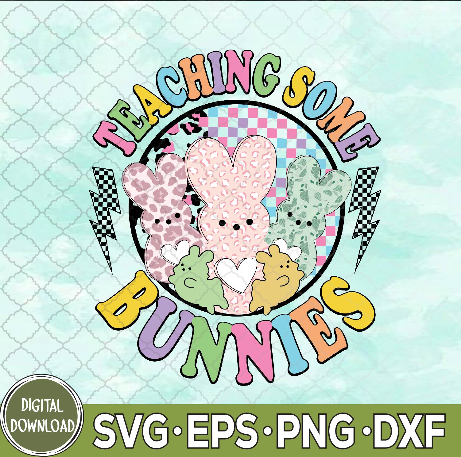 WTMNEW9file 09 93 Teaching Some Bunnies Svg, Teacher Bunny Svg, Easter Svg, Eps, Png, Dxf