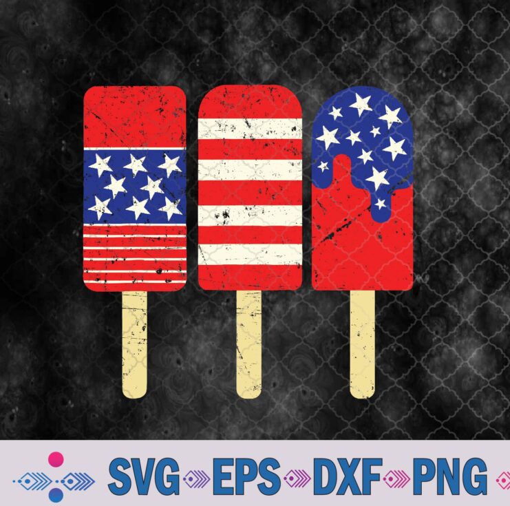 4th Of July Popsicle White Red Blue American Flag Patriotic Svg, Png, Digital Download