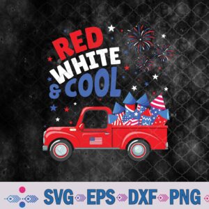 4th Of July Red White & Cool Truck American Flag Firework Svg, Png, Digital Download