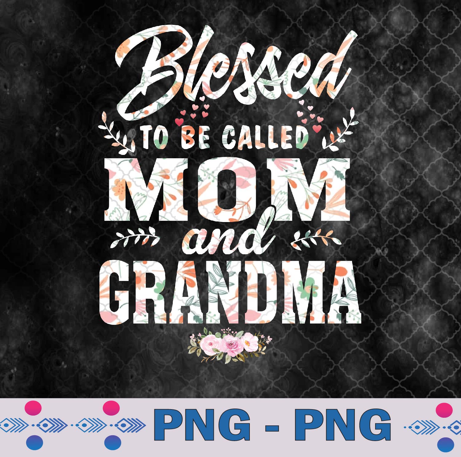 Blessed To Be Called Mom And Grandma Floral Mother's Day Png, Sublimation Design