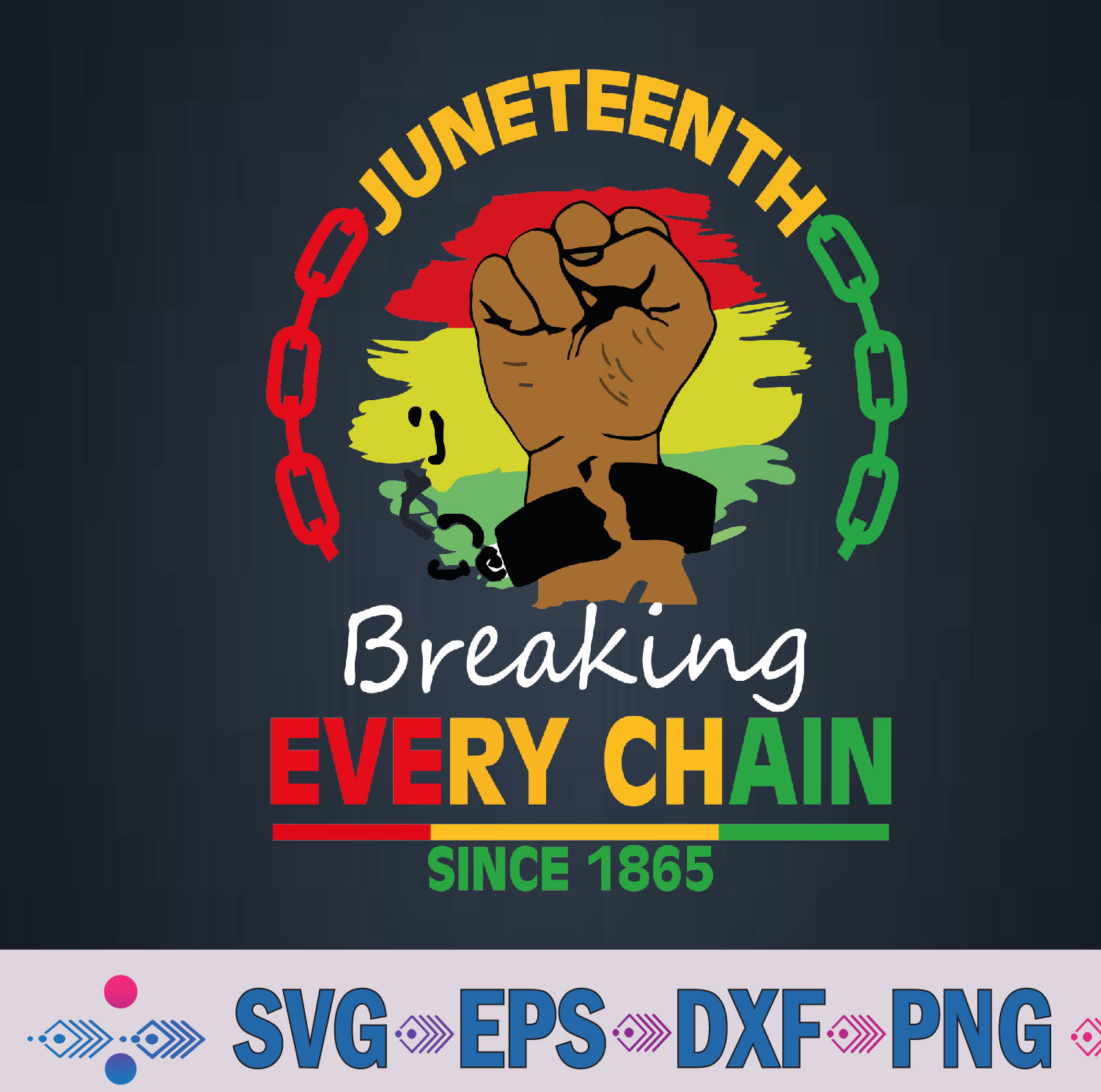 Breaking Every Chain Since 1865 Women Men Juneteenth Freedom Svg, Png, Digital Download