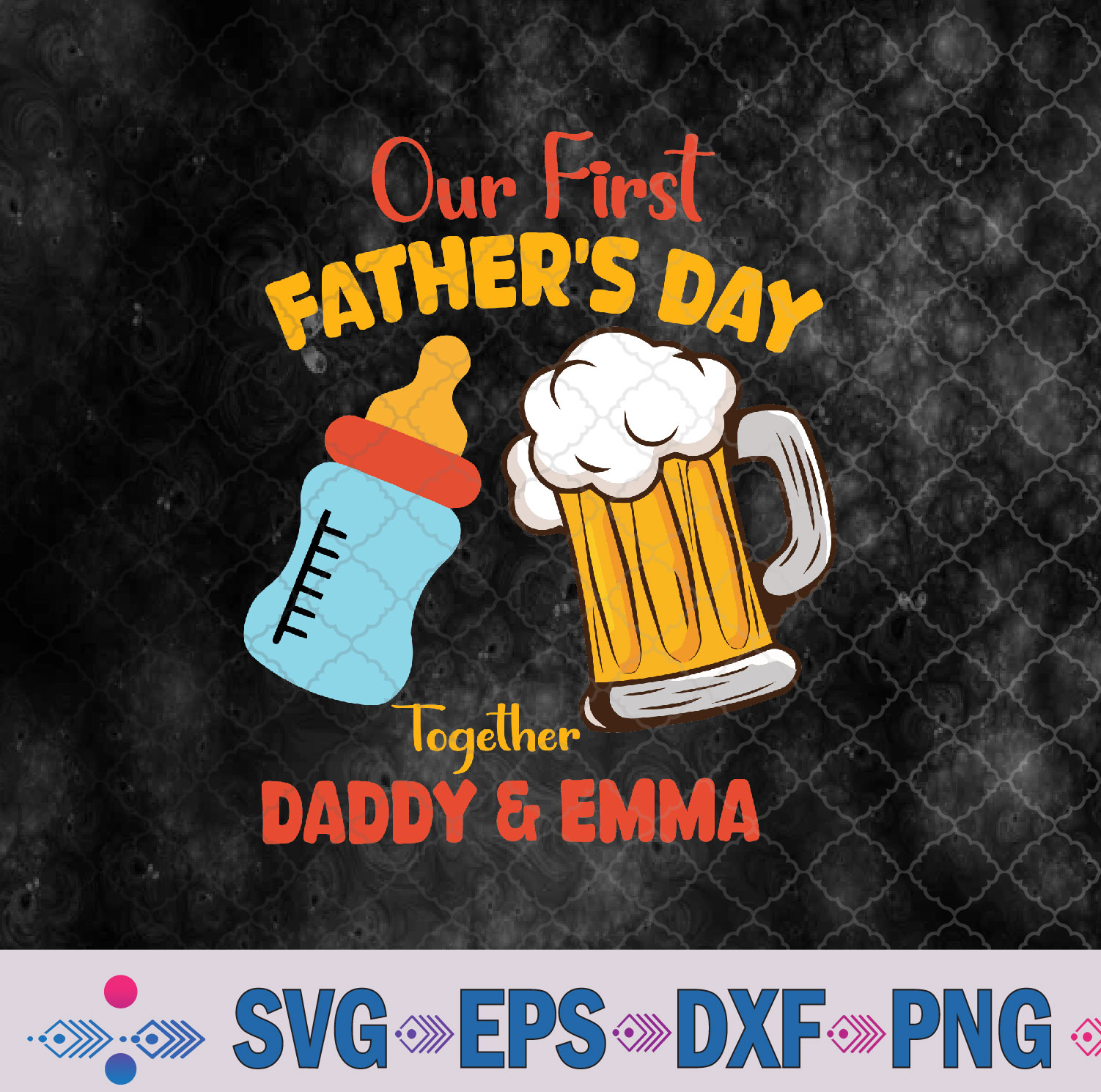 Custom Our First Father’s Day Together Svg, Beer Milk Bottle Svg, Png, Digital Download