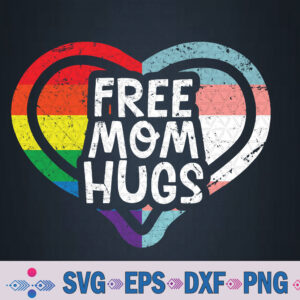 Free Mom Hugs Rainbow Bisexual Lesbian Lgbt Flag Pride Month Svg, Png, Digital Download