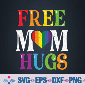 Free Mom Hugs Rainbow Heart Lgbt Pride Month Svg, Png, Digital Download