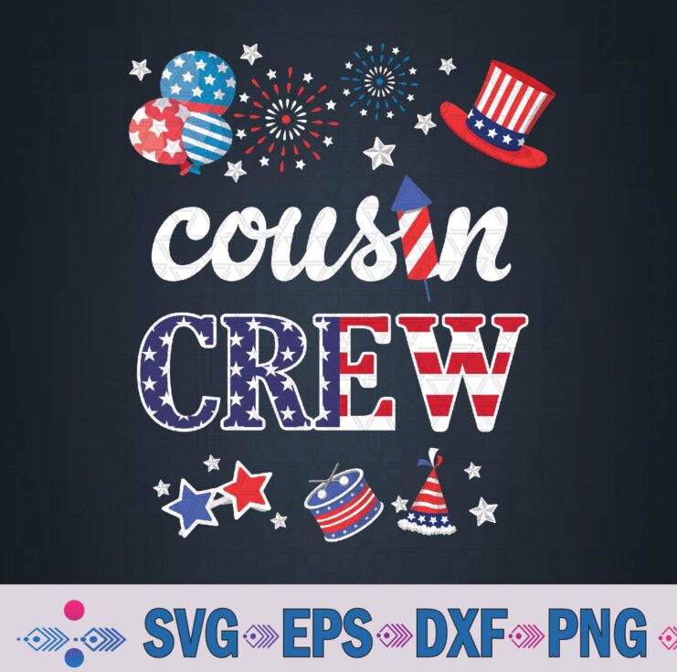 Funny Red White And Blue Cousin Crew 2024 Happy 4th Of July Svg, Png, Digital Download