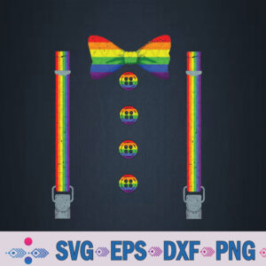 Funny Suspenders Bow Tie Gay Lesbian Lgbt Pride Rainbow Flag Svg, Png, Digital Download