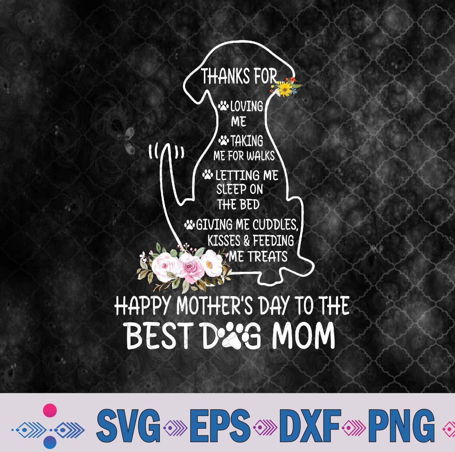 Happy Mother’s Day To The Best Dog Mom Dog Lover Womens Svg, Png, Digital Download