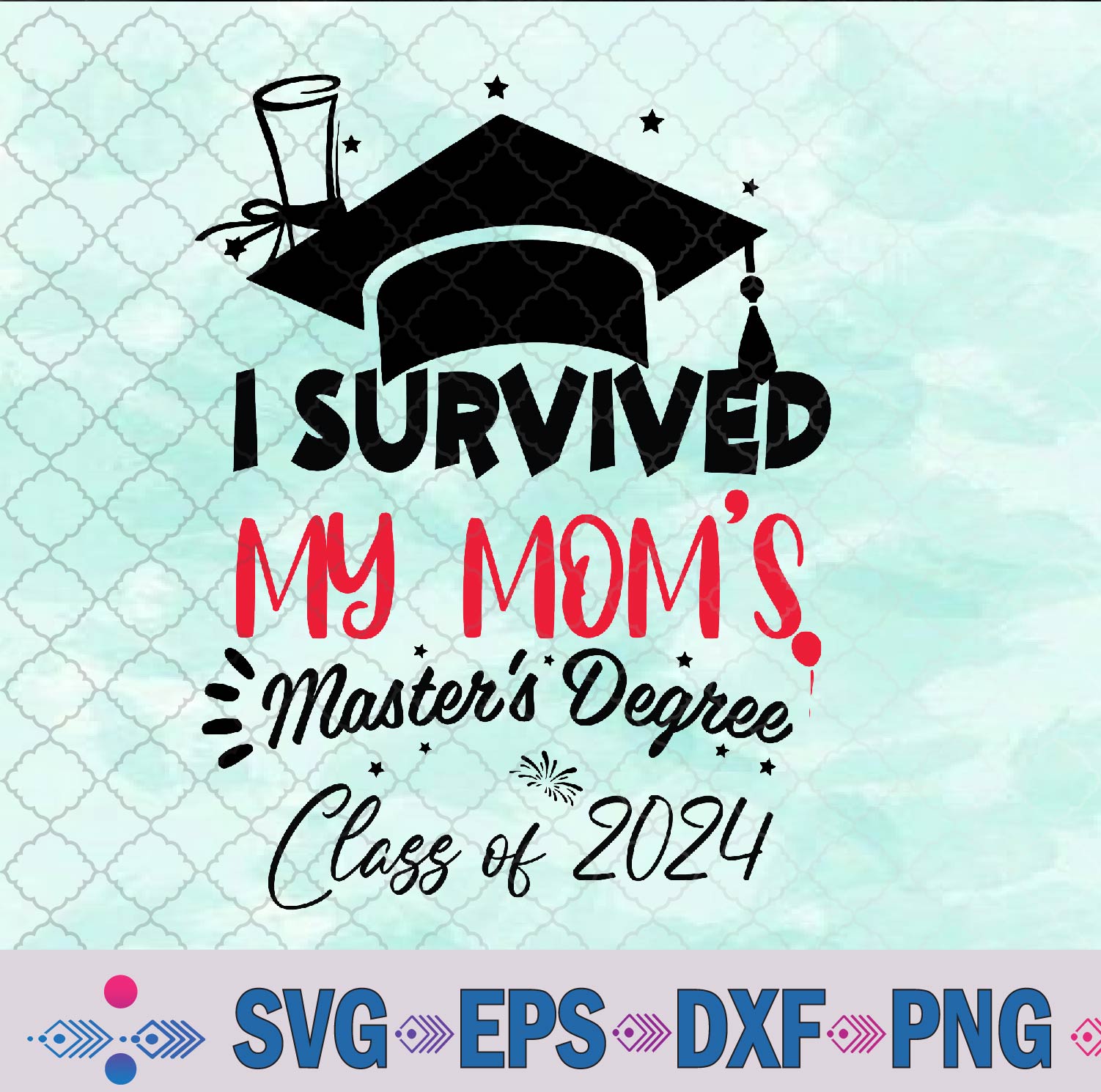I Survived My Mom's Master's Degree Masters Graduation 2024 Svg, Png, Digital Download