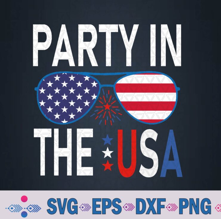 Party In Usa 4th July Patriotic Sunglass American Usa Svg, Png, Digital Download