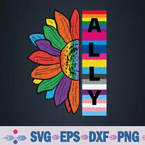 Rainbow Sunflower Lgbt Flags Ally Pride Month Svg, Png, Digital Download