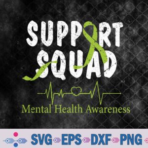 Support Squad Mental Health Awareness Green Ribbon Svg, Png, Digital Download