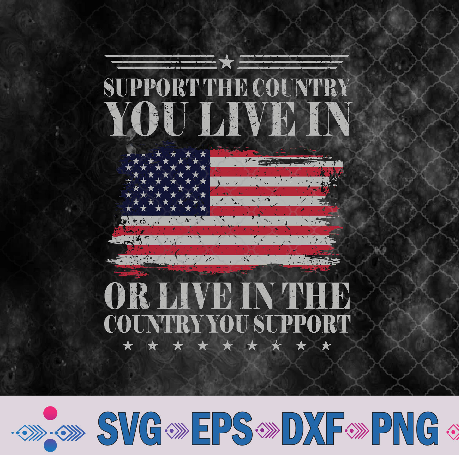 Vintage American Flag Support The Country You Live In Usa Svg Design