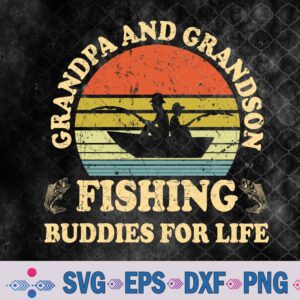 Vintage Grandpa And Grandson Fishing Buddies For Life Svg, Png, Digital Download