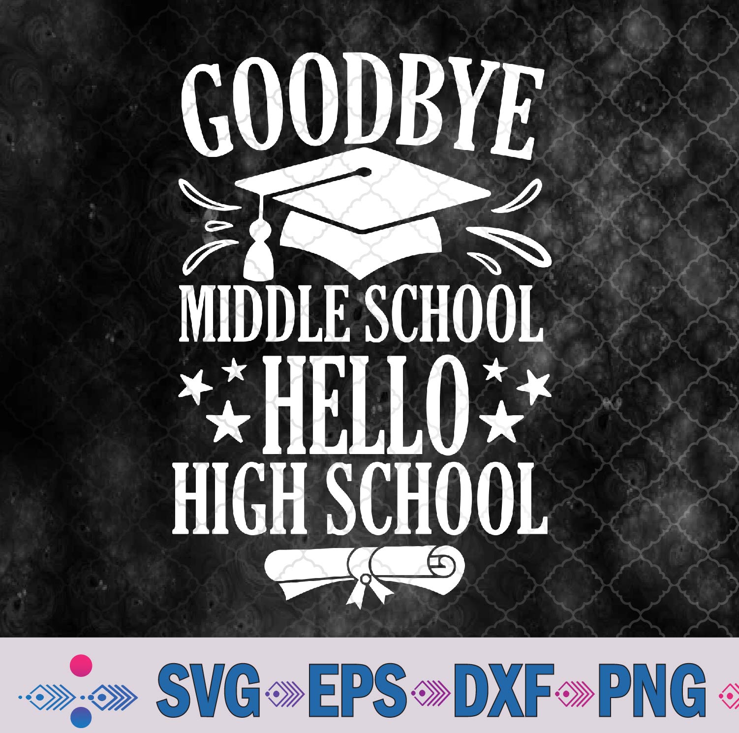 WTMNEW9file 09 Goodbye Middle School Hello High School Funny Graduation Svg, Png, Digital Download