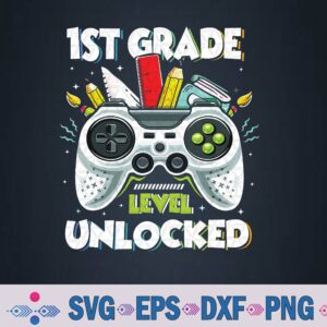 1st Grade Level Unlocked Video Game Back To School Svg, Png Design