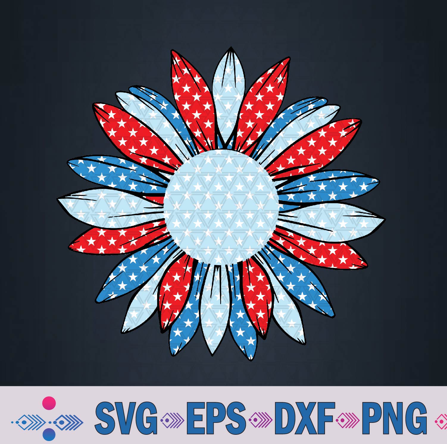 American Flag Sunflower 4th Of July Patriotic Svg, Png, Digital Download