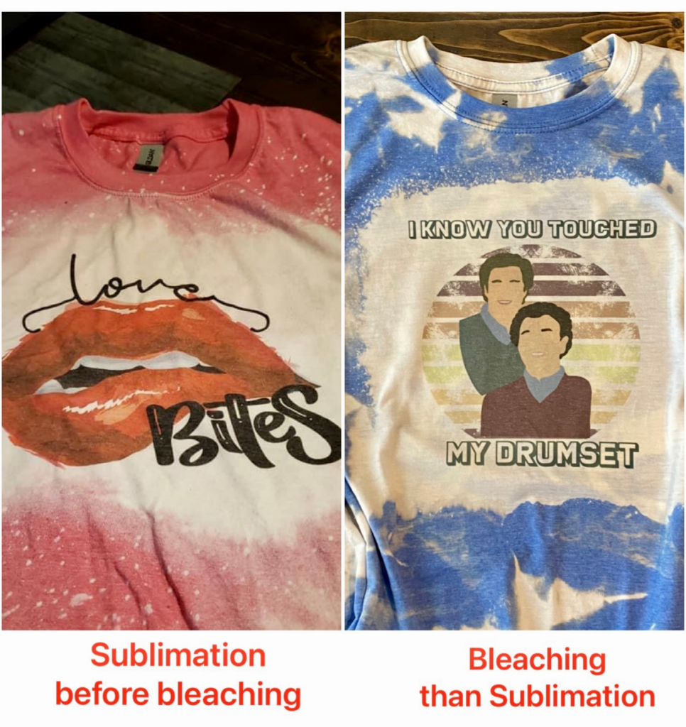 Comparison Photo Between Sublimation Before Bleaching