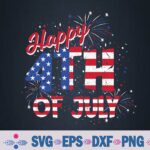 Fireworks Happy 4th Of July Us Flag American 4th Of July Svg, Png, Digital Download