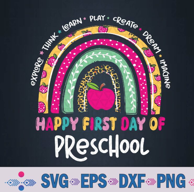 First Day Of Preschool Funny Back To School Leopard Teach Svg, Png Design