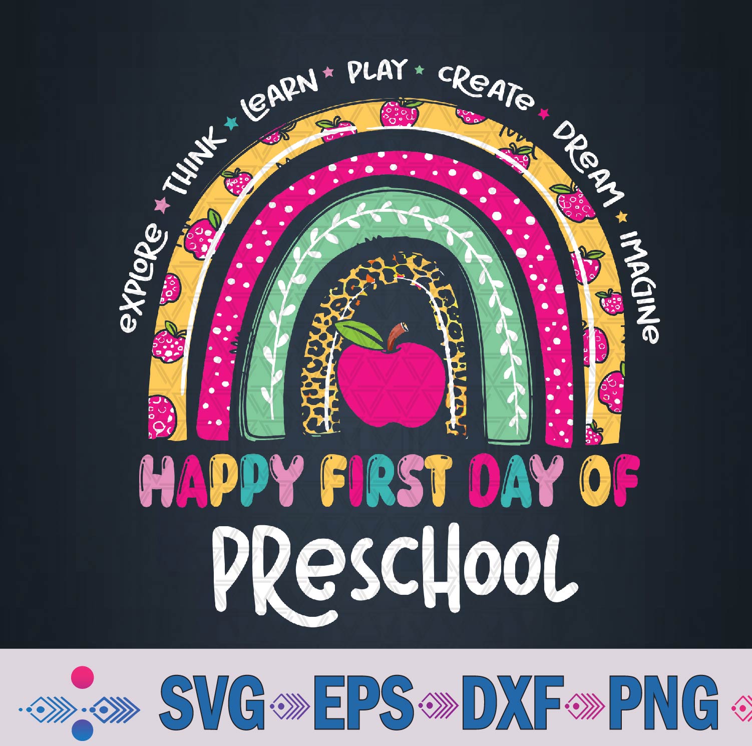 First Day Of Preschool Funny Back To School Leopard Teach Svg, Png Design