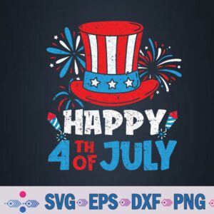 Happy 4th Of July Top Hat Us Flag Patriotic Svg, Png, Digital Download