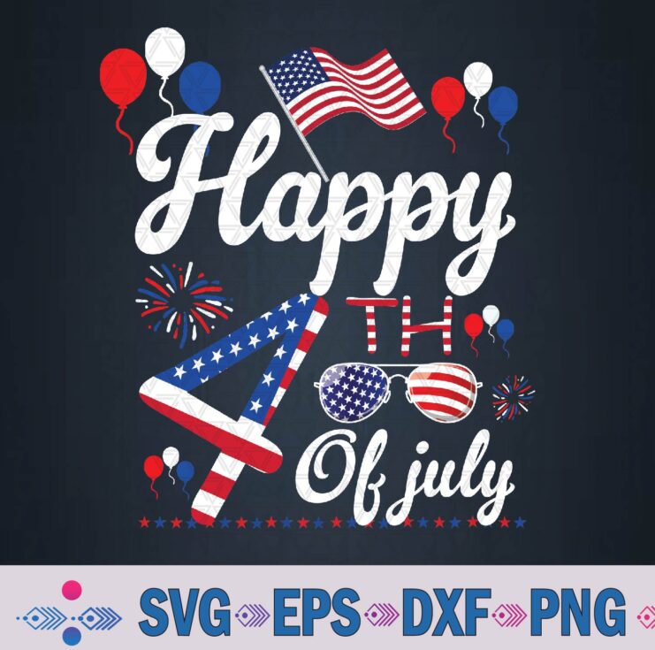 Happy Fourth Of July Patriotic Us American Flag 4th Of July Svg, Png, Digital Download