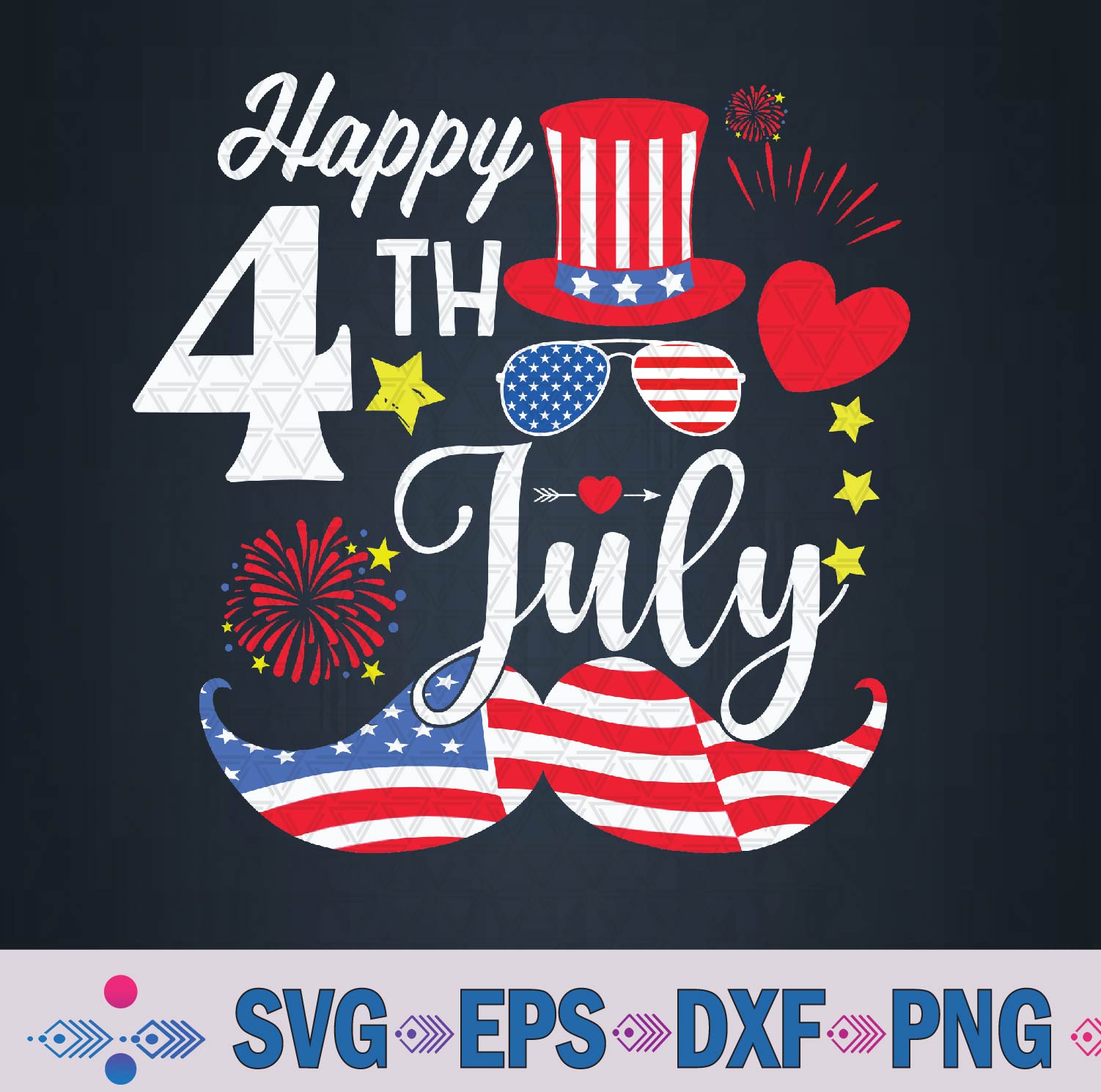 Happy Fourth Of July Sunglasses American Flag 4th Of July Svg Design