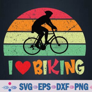 I Love Biking Retro Sunset Cyclist Svg, Png Design
