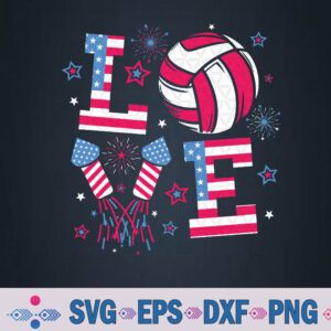 I Love Volleyball 4th July American Flag Patriotic Svg Design