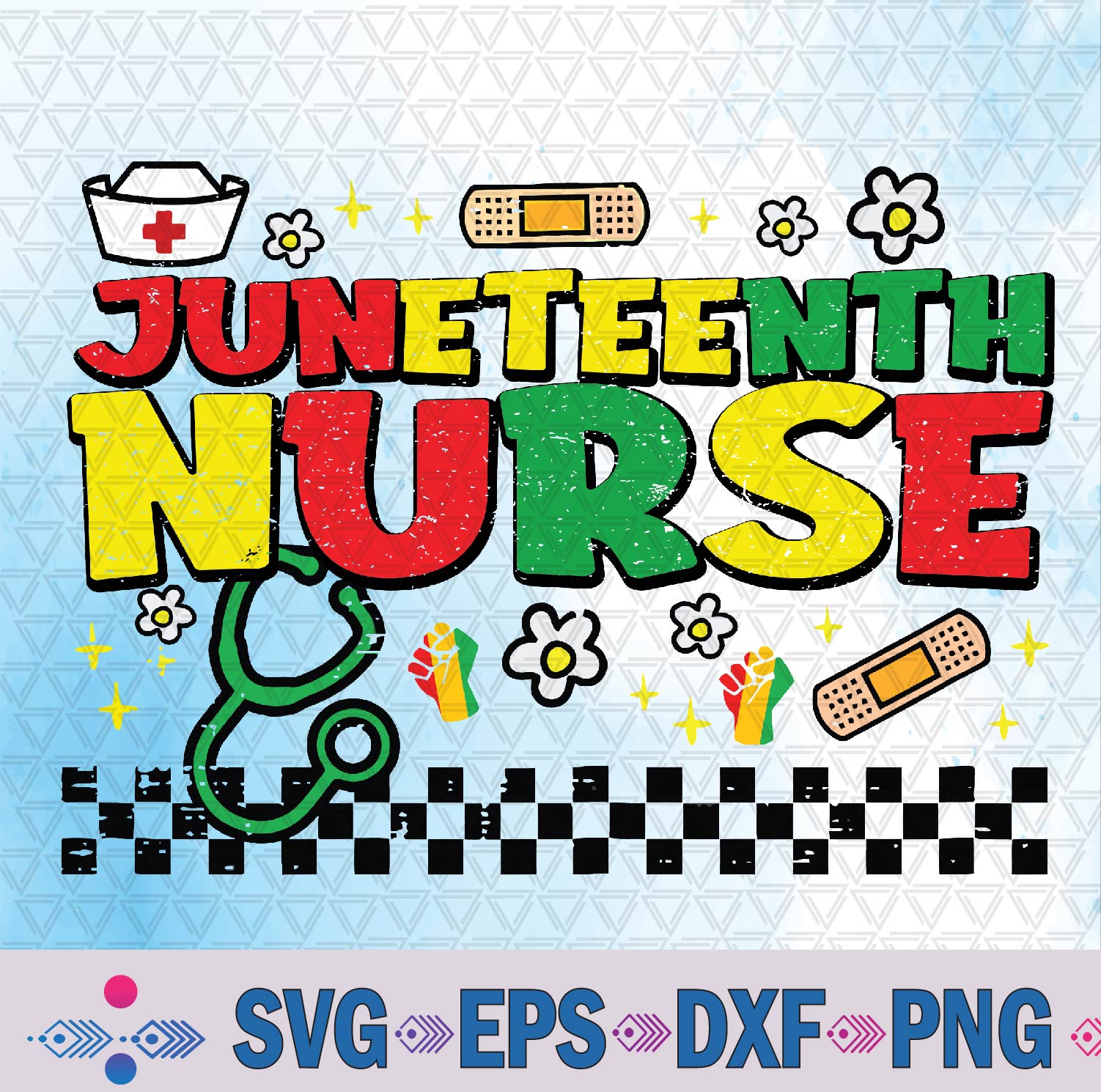 Juneteenth Nurse Groovy Retro African Scrub Top Black Women Svg, Png, Digital Download