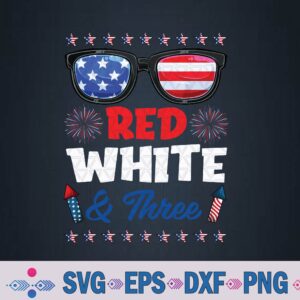 Red White & Three 3rd Birthday Usa American Flag 4th Of July Svg, Png, Digital Download