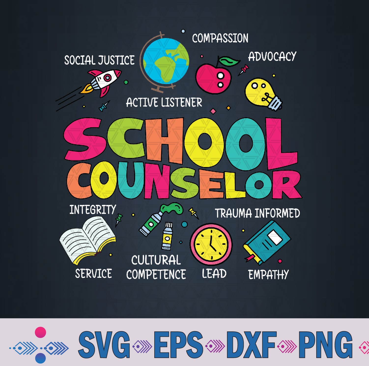 Retro School Counselor Back To School Teacher Counseling Svg, Png Design