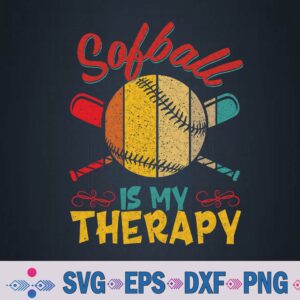 Vintage Softball Is My Therapy Costume Player Team Lover Svg, Png Design